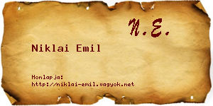 Niklai Emil névjegykártya